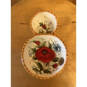 ITALIAN FIRENZE CERAMICHE MULTI-COLORED FLOWERS DISH (6090)